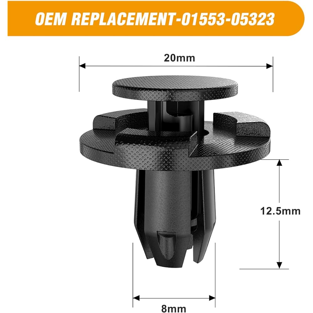 GOOACC 50Pcs Push-Type Engine Cowl Bumper Fender Clips Replacement for Nissan Altima Sentra Murano Maxima Xterra Infiniti FX35 FX45 G25 G35 G37 Mazda 3 5 6 CX-3 CX-5, OEM-#01553-05323,L33X13209