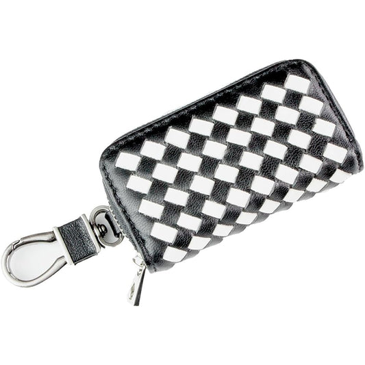 AWESOME/Awesome Smart Key Case Cross Series Black x White Intrecciato Design Mesh Lamb Leather Braided Style ASK-MS007