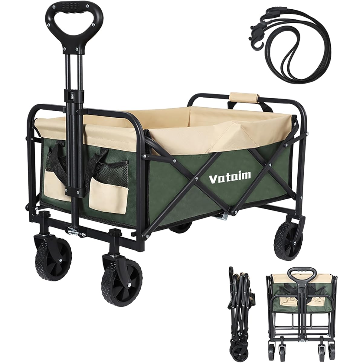 Vataim Carry Wagon Mini 67L Load Capacity 70kg Load Tightening Band Included Outdoor Wagon Small 6.1kg Lightweight Foldable Sturdy Steel Wagon Compact Storage Multi-Terrain 360° Wheels Carry Cart Camping Wagon Convenient for camping, fishing, events, sch