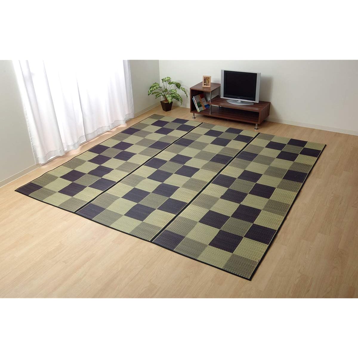 Ikehiko Igusa Rug Carpet Made in Japan "F Block 2" Gray Approx. 191 x 191 cm (Back: Urethane)