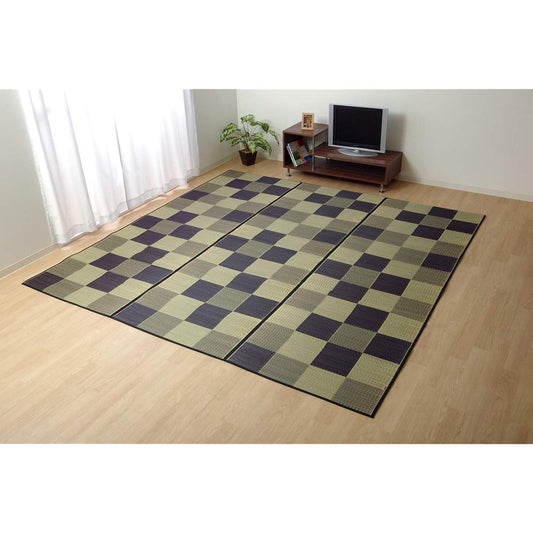 Ikehiko Igusa Rug Carpet Made in Japan "F Block 2" Gray Approx. 191 x 191 cm (Back: Urethane)