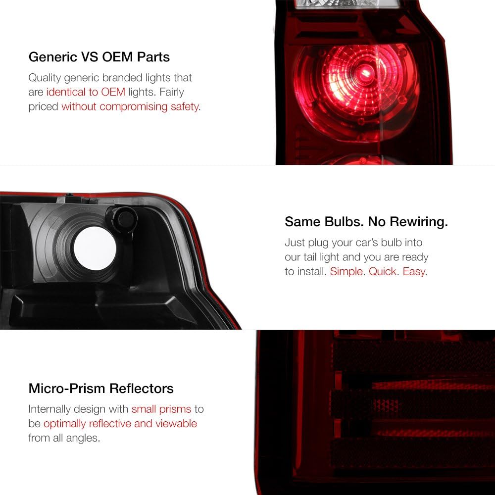 VIPMOTOZ Smoke Red Lens OE Style Tail Tail Light Lamp Azembris 2006-2010 Jeep Commander, driver's seat & passenger seat side