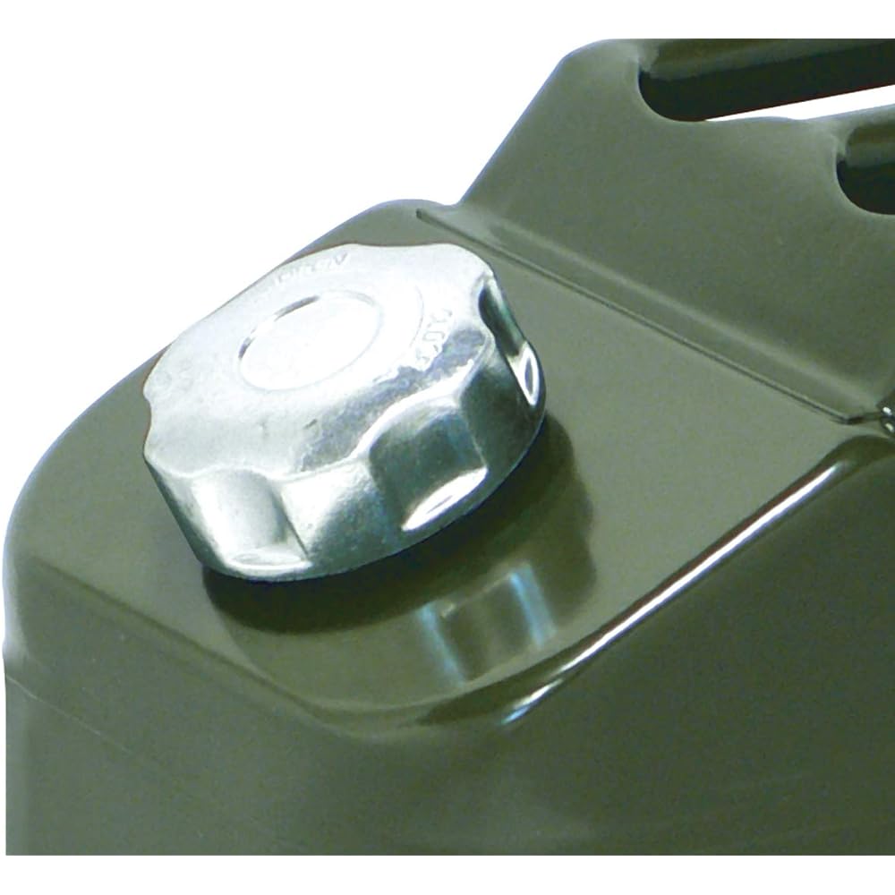 Emerson EM-142 Vertical Gasoline Can, 10L, Fire Service Act Compliant, KHK, Steel Plate Thickness 0.8mm, Triple Handle, Nozzle Can Be Stored in the Can, Comes with Nozzle Filter, Galvanized Steel Plate