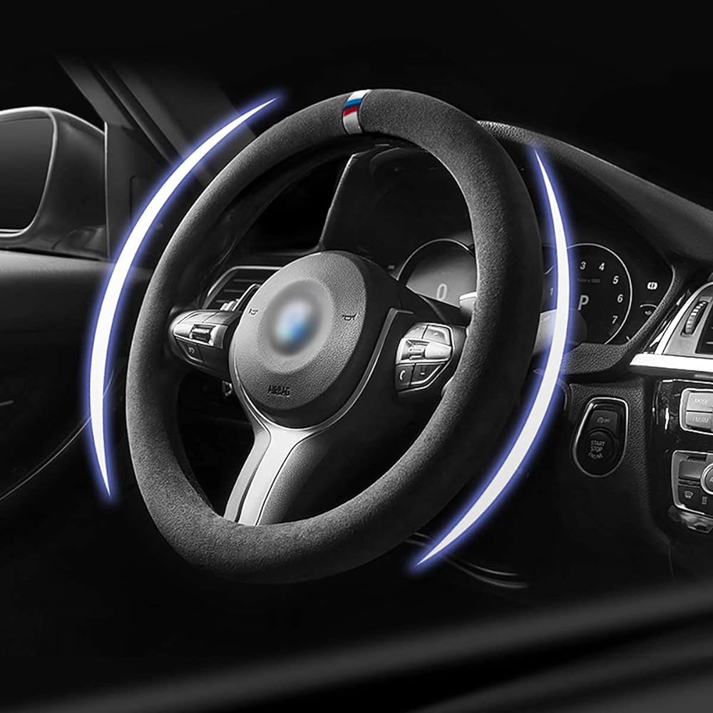 Black Car Steering Wheel Cover Anti Slip Steering Covers Fit 37-38cm Auto Decoration Car Accessories (O Shape)