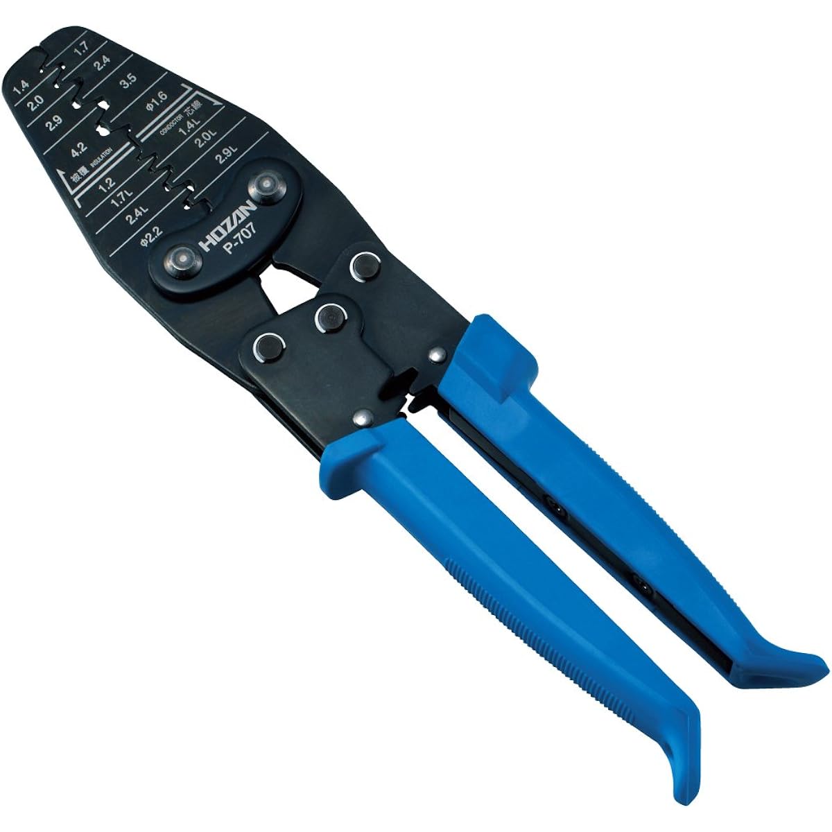 HOZAN crimping tool (for open barrel type contacts) crimping pliers 15 types of dies in various sizes Compatible with a wide range of terminals P-707