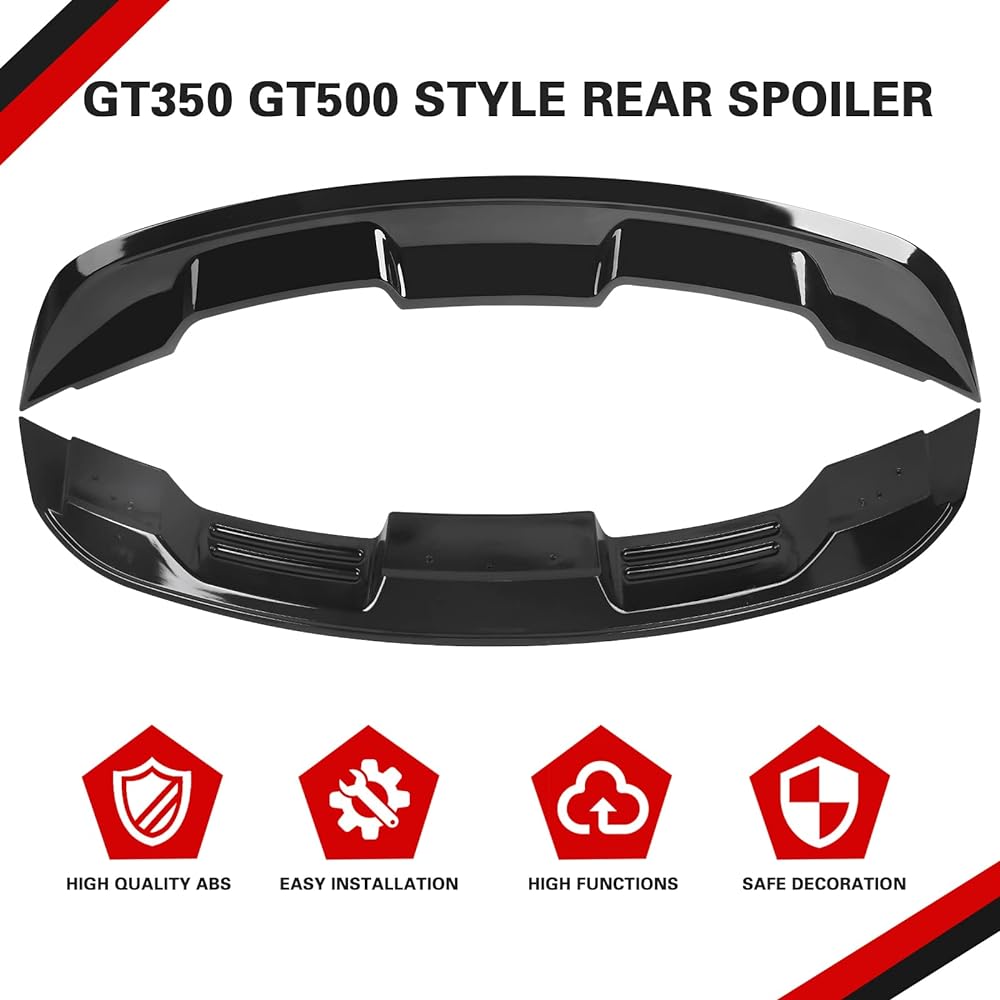 KKONEAUTO Mustang Spoiler GT Wing 2015-2022 Mustang Coupe 2DR, GT350 Style Rear Trunks Polar Black