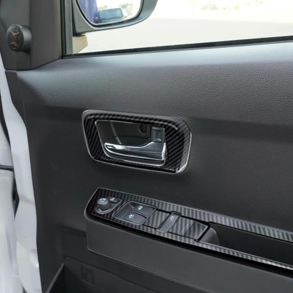 YOFAMO "Daihatsu New Model Atley S700V/S710V Front Cup Holder Air Conditioner Bend Air Vent Door Handle Console Adjustment Panel Hazard Lamp Button Wind Lift Lifter Cover Frame Outside Goods Garnish Dress Up (Set of 14) (Carbon Style)