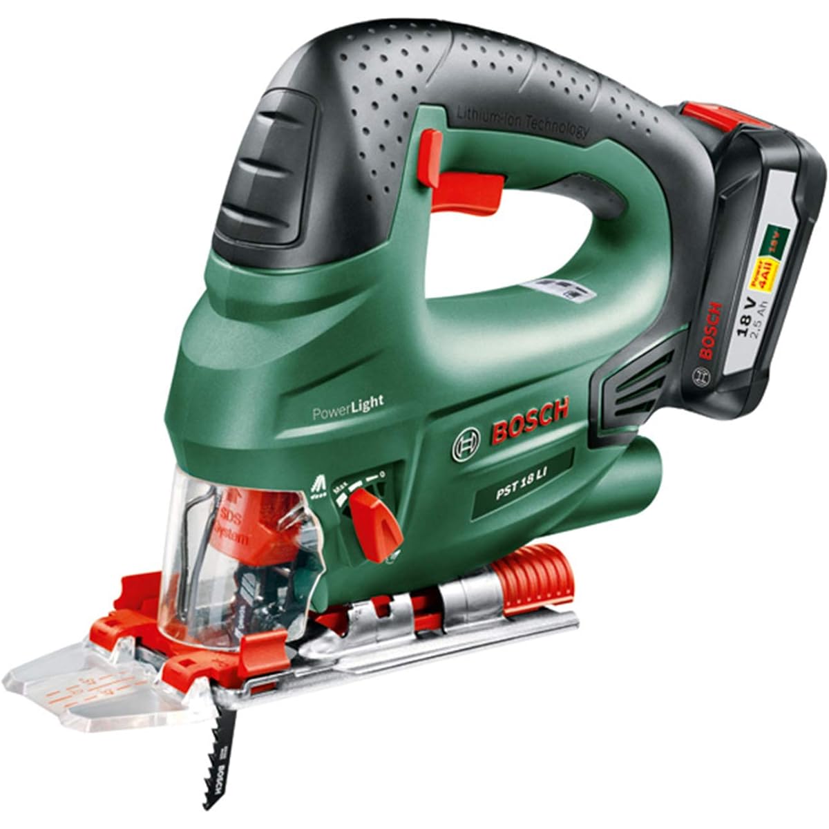 BOSCH 18V Cordless Jigsaw (1 2.5Ah battery, charger, carrying case included) PST18LIN