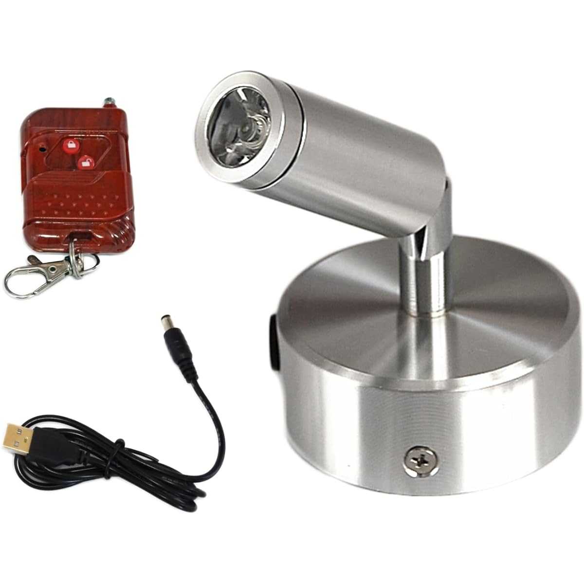 A.H.J Battery/Rechargeable No Wiring Required Tabletop Stylish LED Light [Small Spotlight Luminous] Bright Lighting Angle Adjustable for Stores, Exhibitions, Hobbies, Models, Indoors (3W Light Bulb Color, Charging, Remote Control Included)