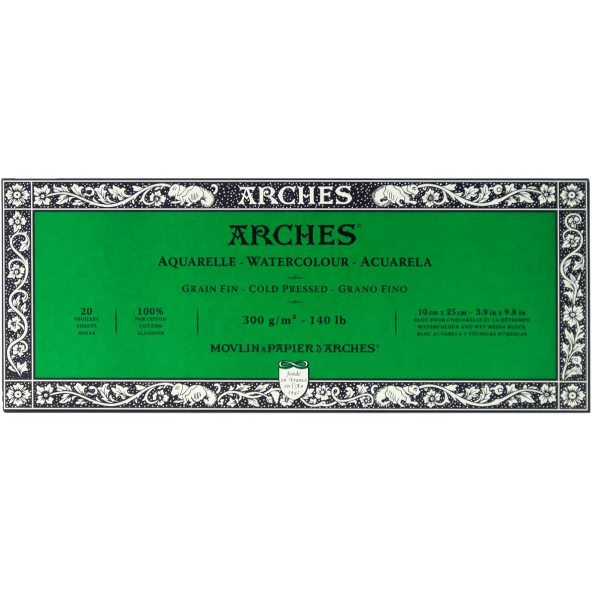 Arches Watercolor Paper Block 300g Fine 10X25 20 Sheets