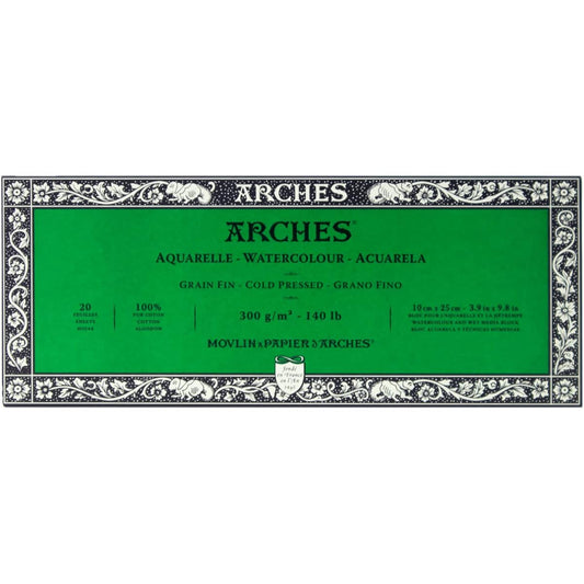 Arches Watercolor Paper Block 300g Fine 10X25 20 Sheets