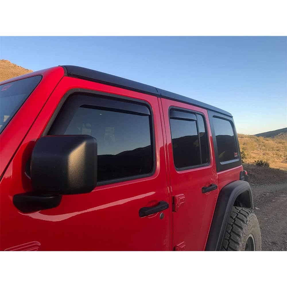 EGR 575005555 Inch Channel Window Visor Front and Rear Set Mat Black Finish some Jeep models