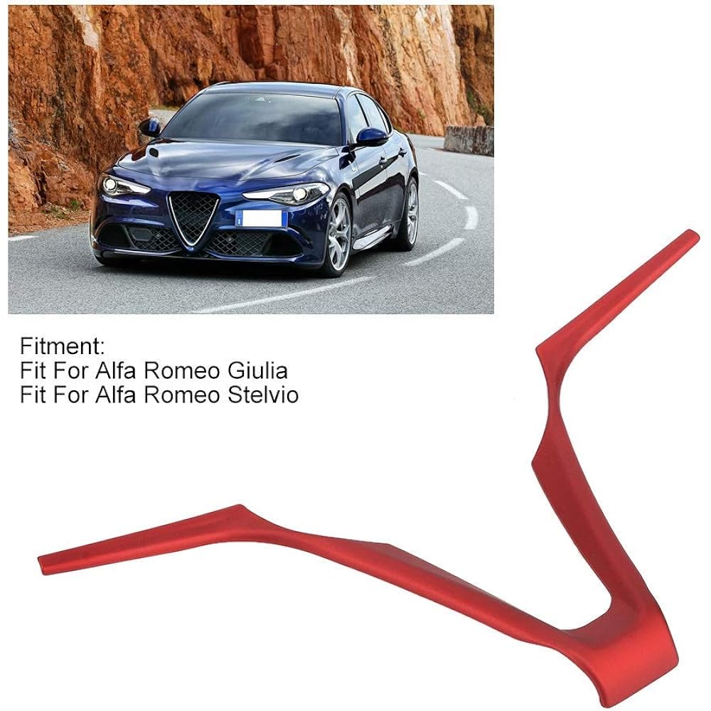 Automotive Steering Wheel Sticker ABS V-shaped Automobile Steering Wheel Frame Decoration Trim ALFA ROMEO STELVIO GIULIA Black & Red Default Red QII LU7QBZ5T3OD2-02