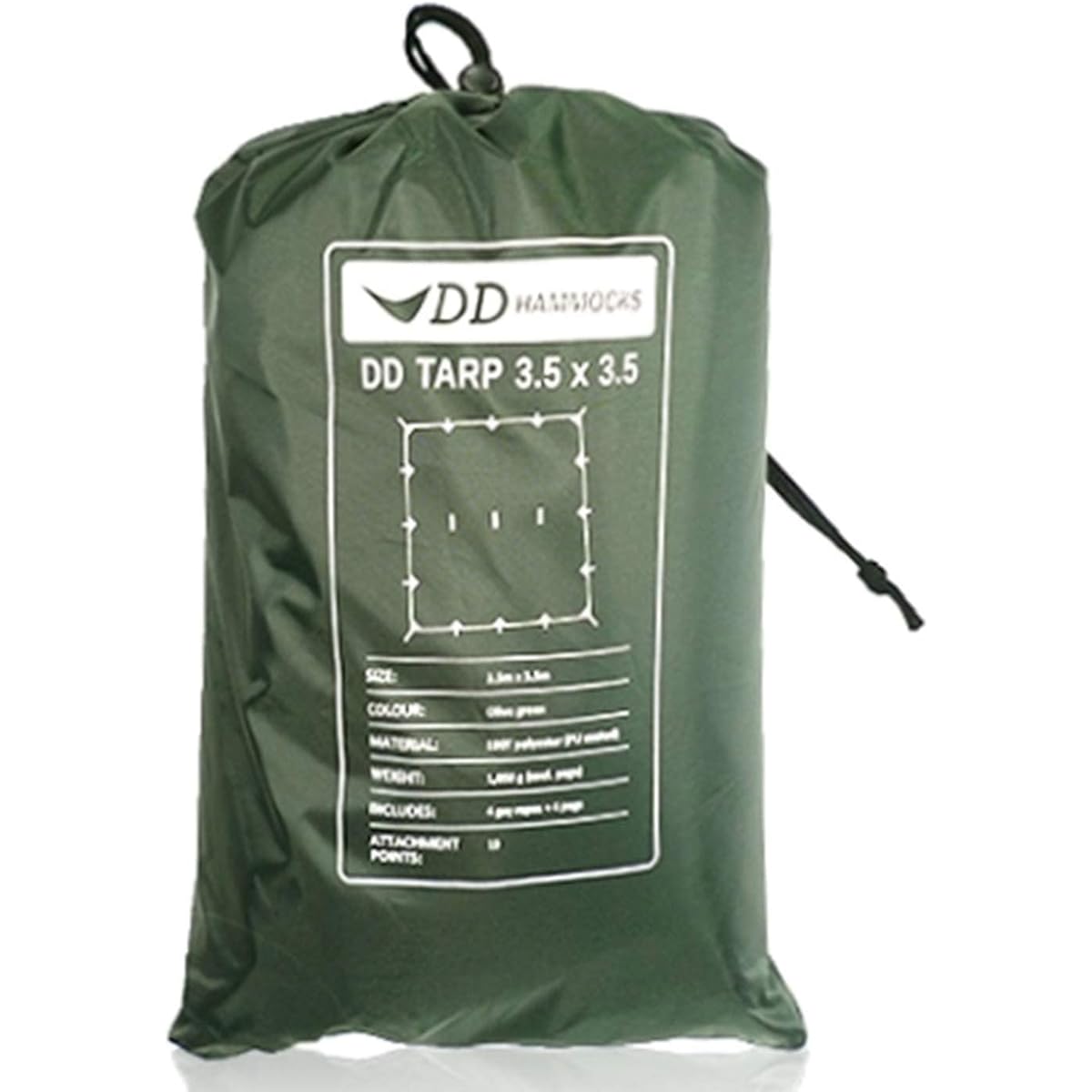DD Hammocks DD Tarp Tarp 3.5 x 3.5 Spacious Hammock Shelter Compatible with XL Hammocks Lightweight Waterproof Tarp Water Resistant 3000mm (Olive green) [Parallel Import]