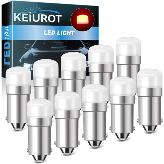 Keiurot 1895 LED bulb 1893 1893 1816 53 57 Light bulb BA9S LED bulb AC/DC 12V Indicator Light Car Dome Map Trunk Numbers Plate Carta System Light Red 10 Packs