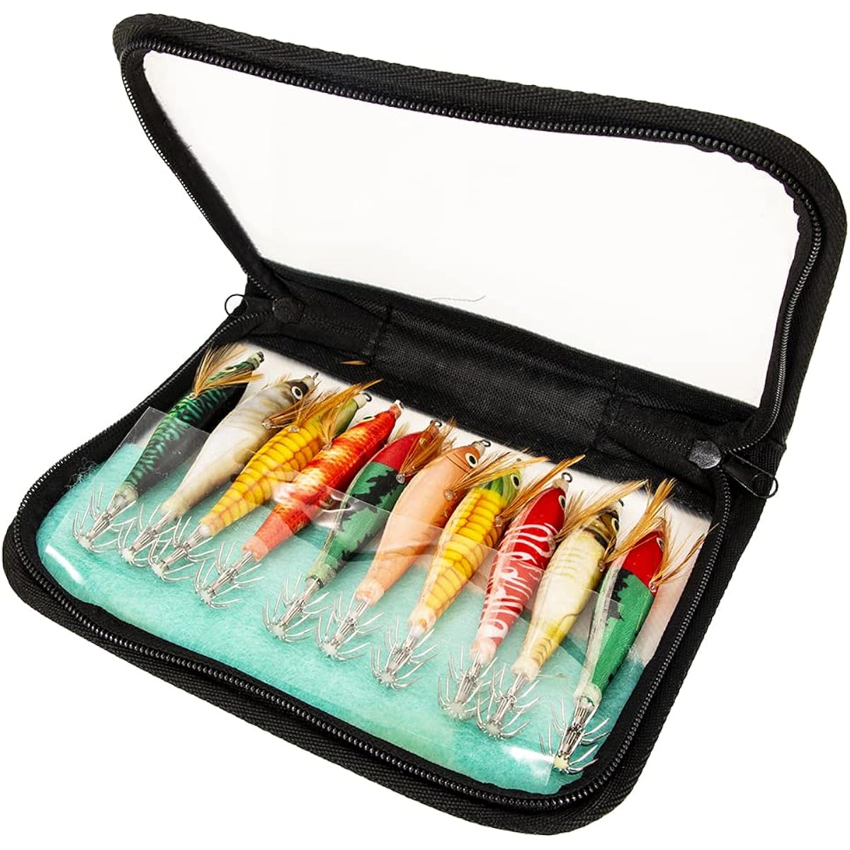 Set of 10 Squid Fishing Sutte Lure Wood Shrimp Lure Squid Fishing Rattle Internal Squid Fishing Egi Set Suitable for squid and octopus fishing