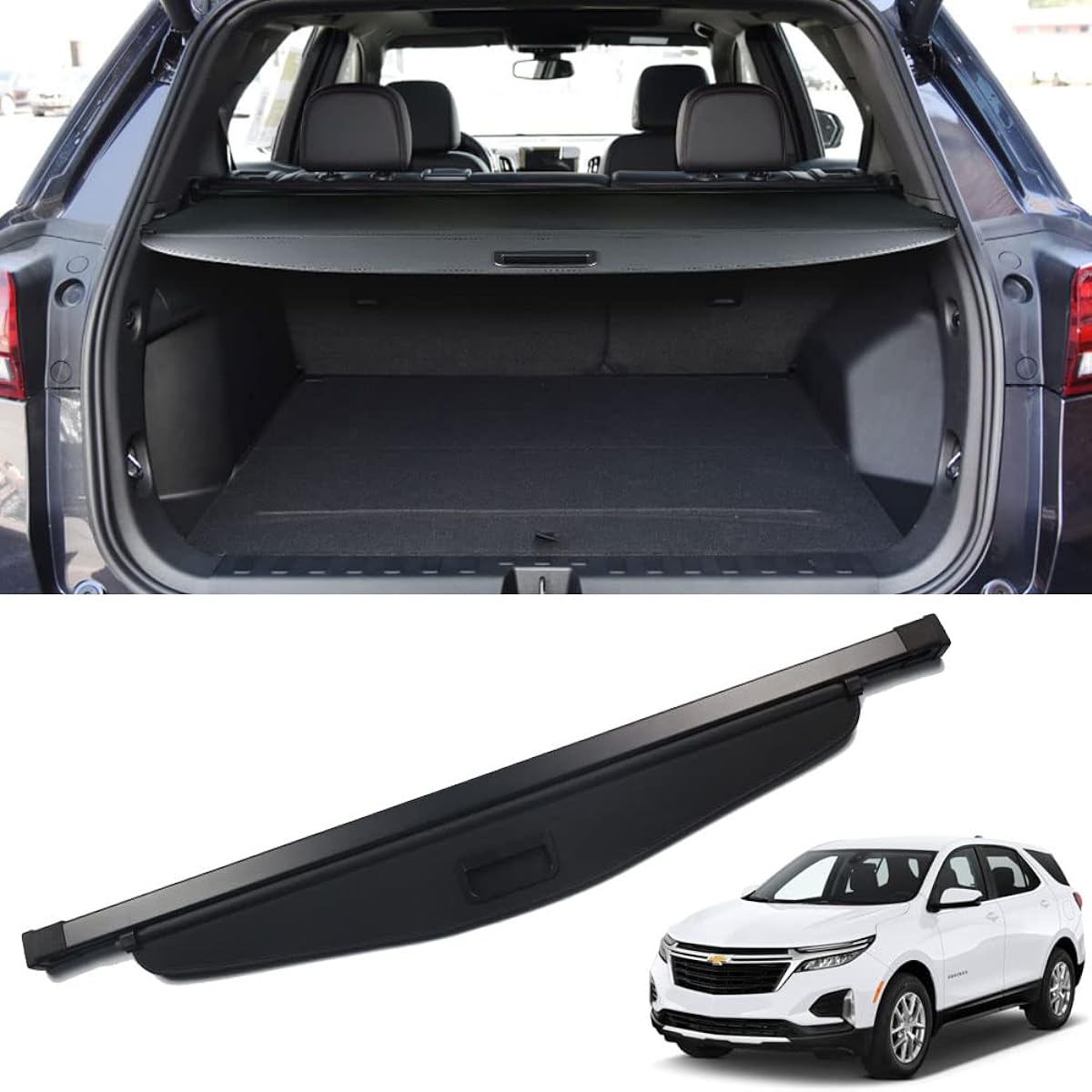 Marretooo Chevrolet Equinox GMC Telein Cargo Cover 2018 2019 2019 2020 2022 2023 Chevrolet Equinox Accessory Black Accessory Trunk Cover Security Seal Shade Shade
