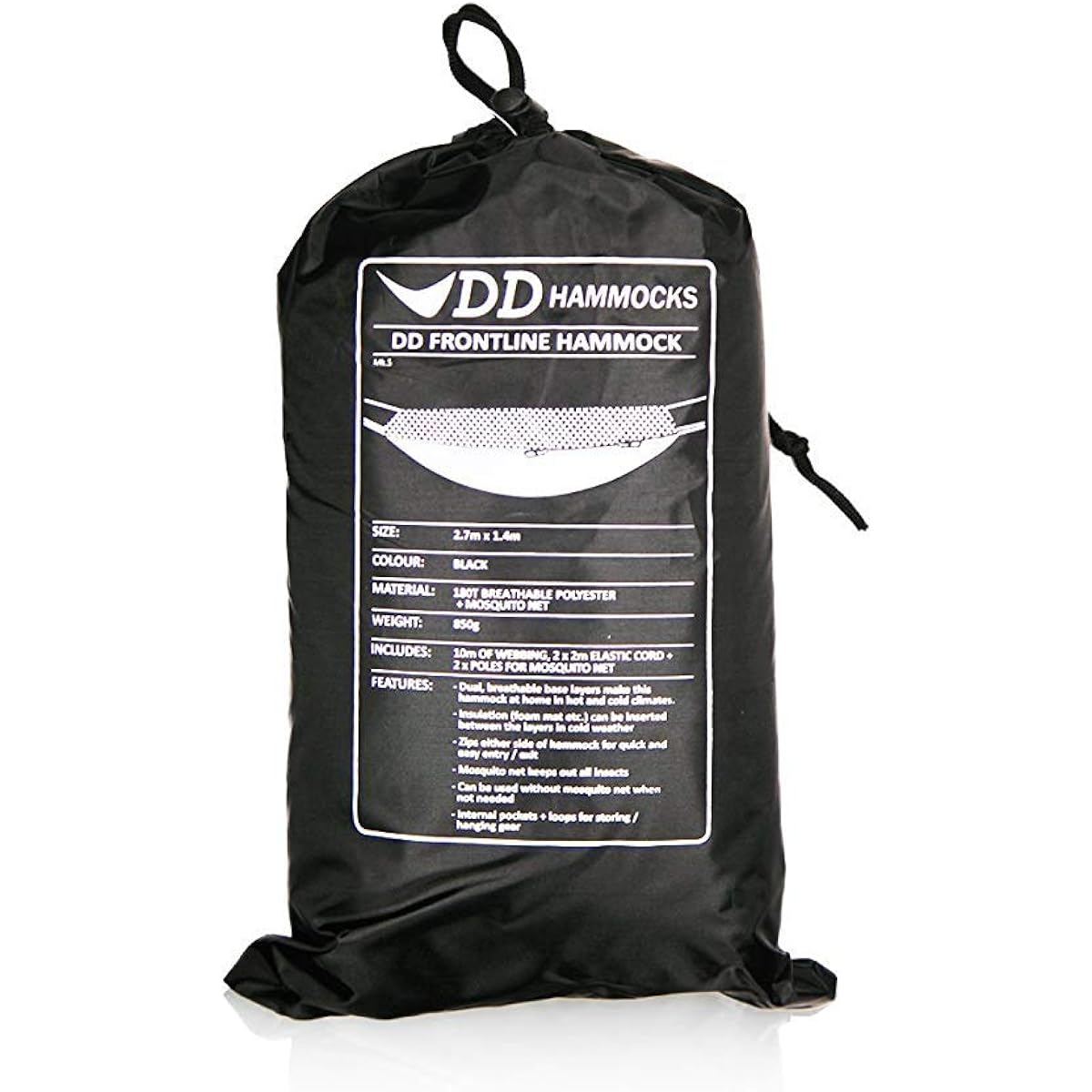 [From Scotland] DD Frontline Hammock Frontline Hammock Comfortable and lightweight hammock for camping style camping (Jet black) [Parallel import goods]