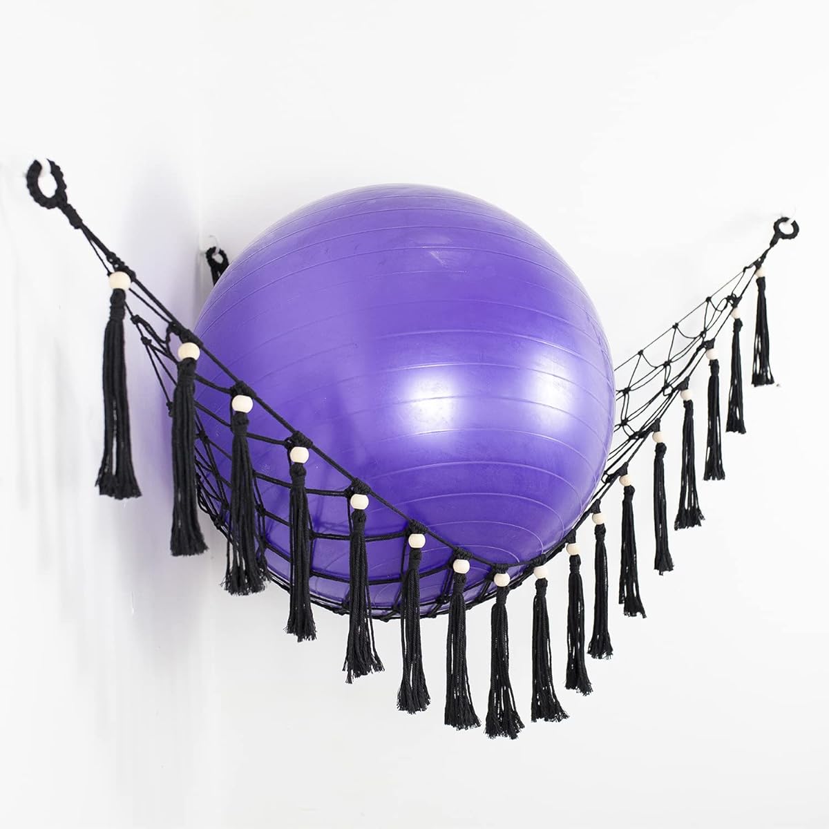 Diocos Exercise Ball Holder Yoga Ball Rack Corner Hanging Storage Net or Hammock Fitness Ball Balance Ball Organizer Pregnancy Stability Ball Swiss Balance Ball for Yoga Studio and Gym