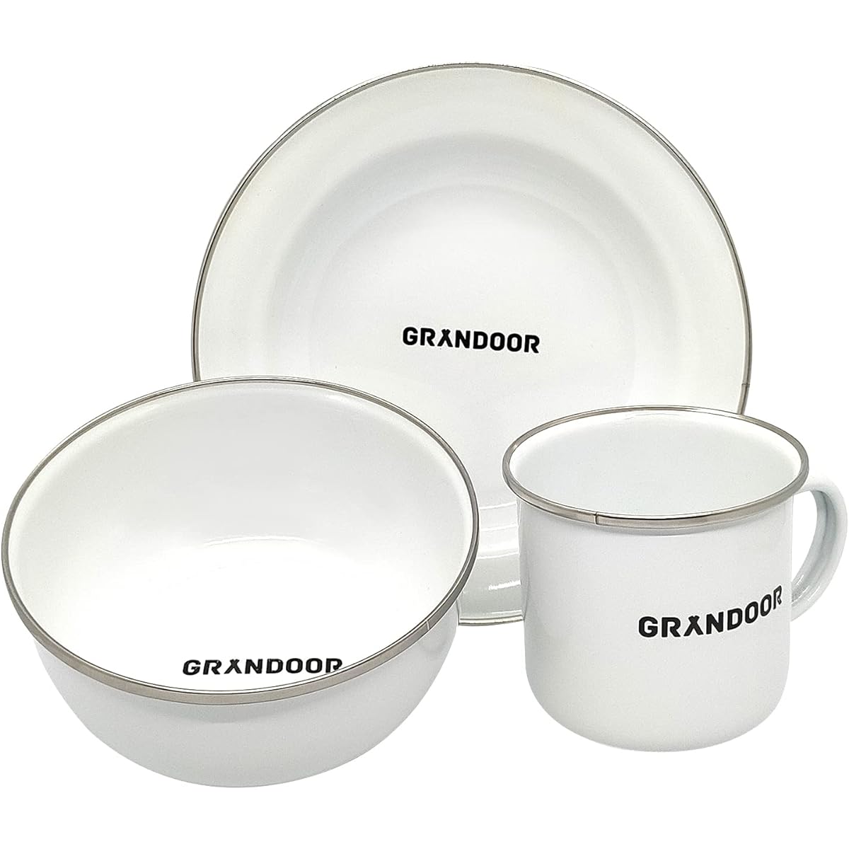 GRANDOOR Enamel tableware (mug, plate, bowl) cutlery outdoor