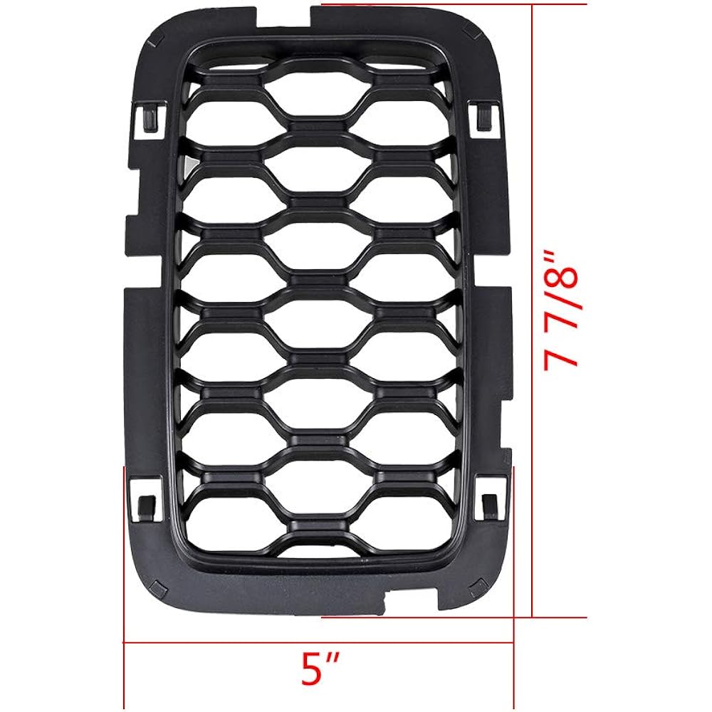 Anzio 7 Piece Mat Black Grill Insert Front Mesh Honeycomb 2017-2020 Grand Cherokee Compatible