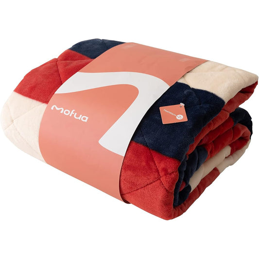 AQUA mofua Bed Pad Shikipatto Wide King Winter Checkered Pattern Red +2℃ Heat-generating Type Heatwarm Warm Bed Pad Warm and Fluffy Moisture Absorbent Heat-generating Material Fluffy Blanket Mofua Premium Microfiber (Former Company Name: Nice Day) 601178