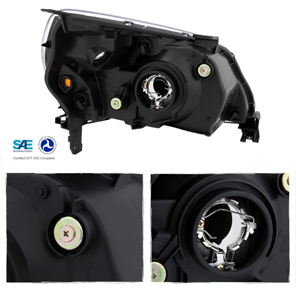 2003-05 Honda Pilot JDM Black Bezel OE replacement Headlight Driver/Suppira seat Amber head lamp pair