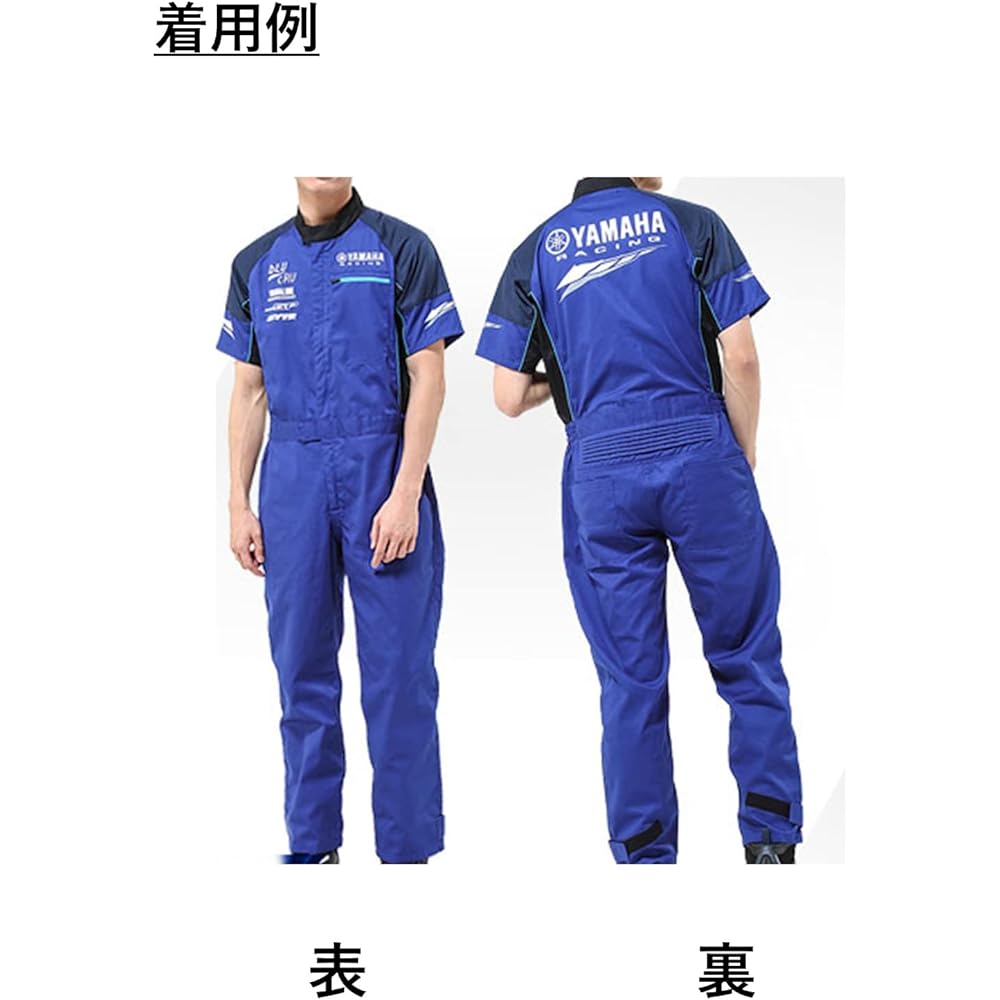 Yamaha YAMAHA RACING YRM22-SA Short Mechanic Suit Blue 3L Size 90792-Y1563 Short Sleeve Working Suit Sustainable Material Sweat Absorbent Quick Drying