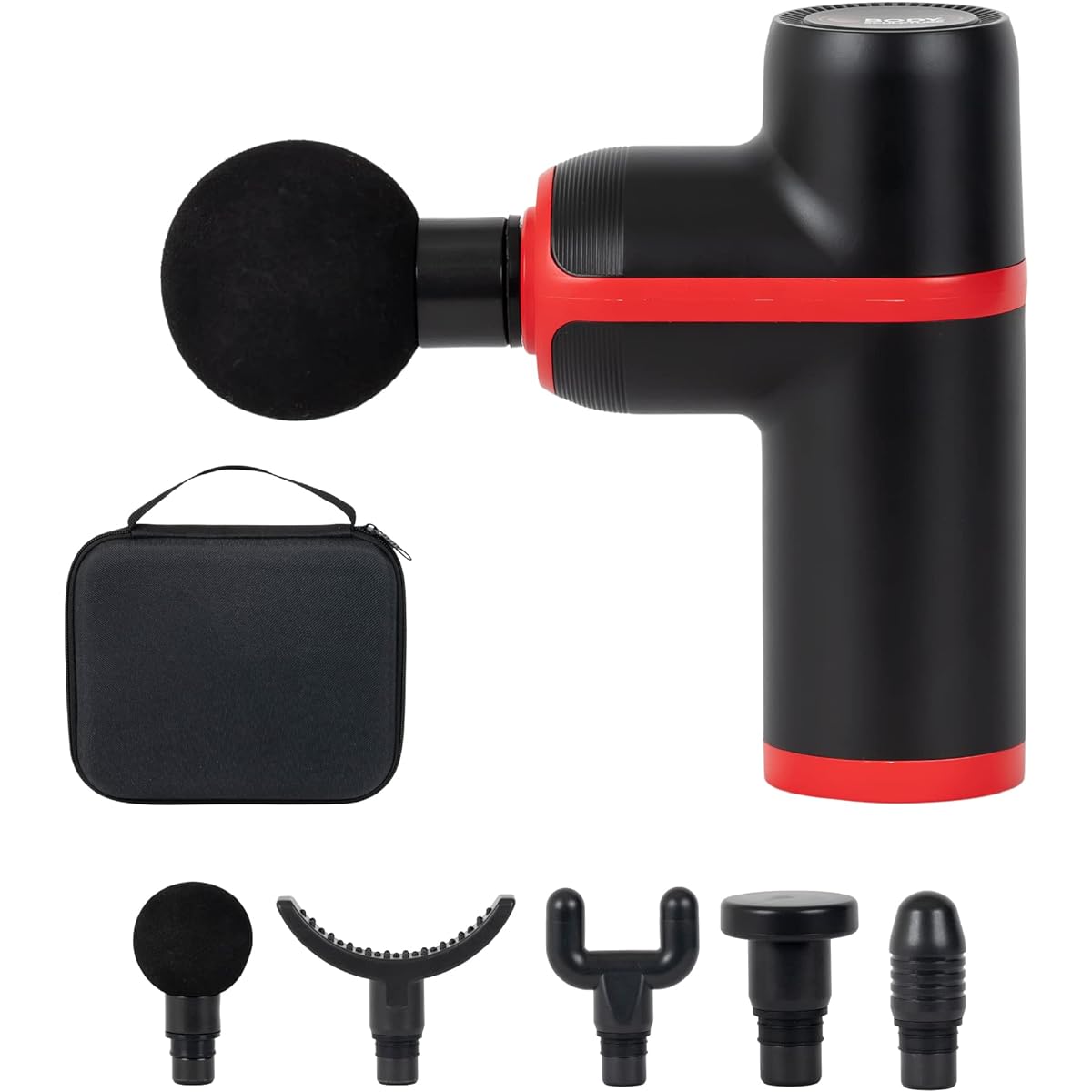 Body Sculpture Core Trainer 6mm Vibration 4 Vibration Modes 5 Attachments Quiet Fascia Release Compact TKS12HM015 Black Red