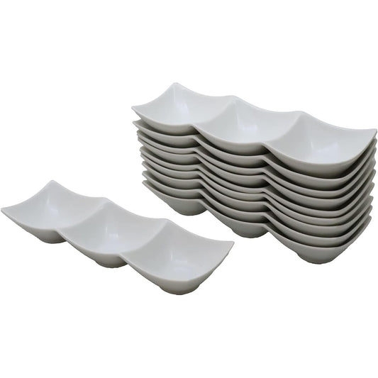 [Commercial use set] Durable tableware that is repeatedly purchased by chefs at prosperous restaurants, 3 square bowls, white, 10-piece set