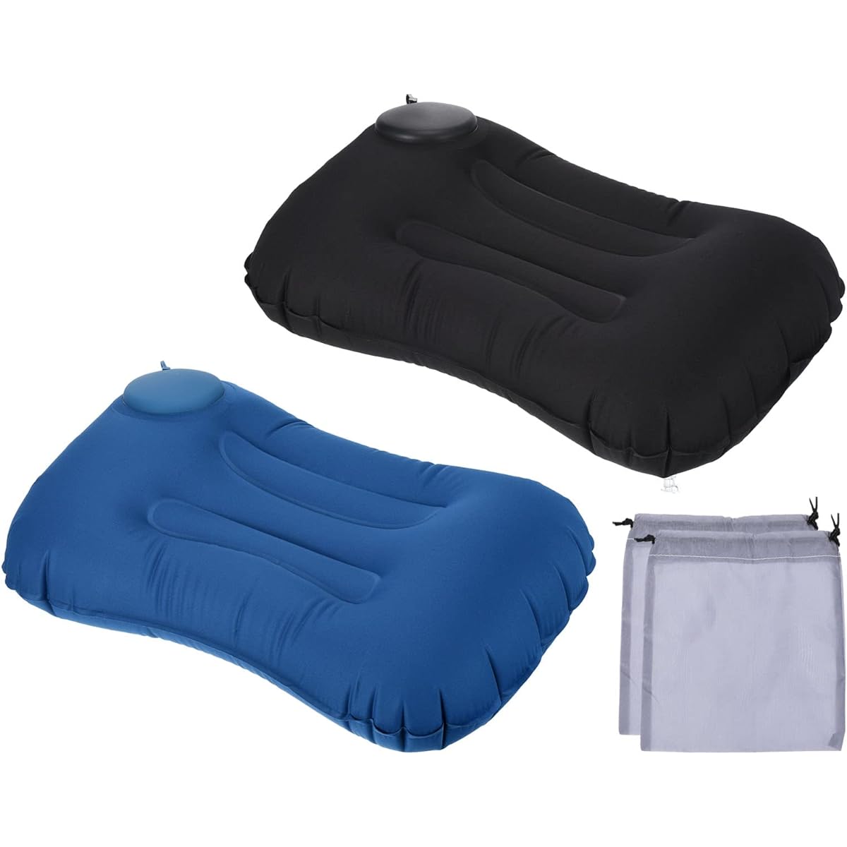 PATIKIL Camping Pillow 2 Pack Portable Camping Beach Pillow Ultralight Inflatable Travel Airplane Pillow Lumbar Support for Hiking Backpacking Blue Black