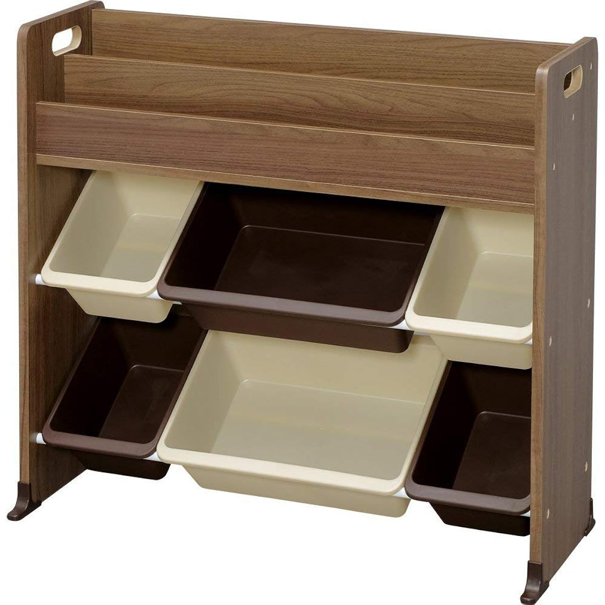 Iris Ohyama Toy Box with Picture Book Shelf Brown Width 85.6 x Depth 34.7 x Height 79.8cm Toy House Rack ETHR-26