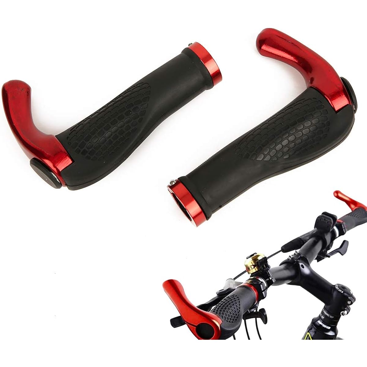 Mountain Bike Handlebar, Bicycle Handlebar Promenade Hand Anti-slip Double Lock Design High Strength Easy to Install Bicycle Handlebar Grip Kit, Mountain Bike Grip-Grip, For Bicycle Riding Equipment