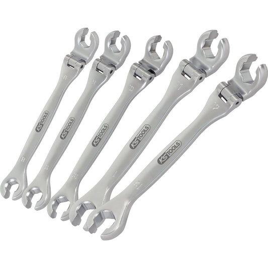 KS TOOLS CHROMEplus Open double ring spanner set with flexible joint 5 pcs 518.0360