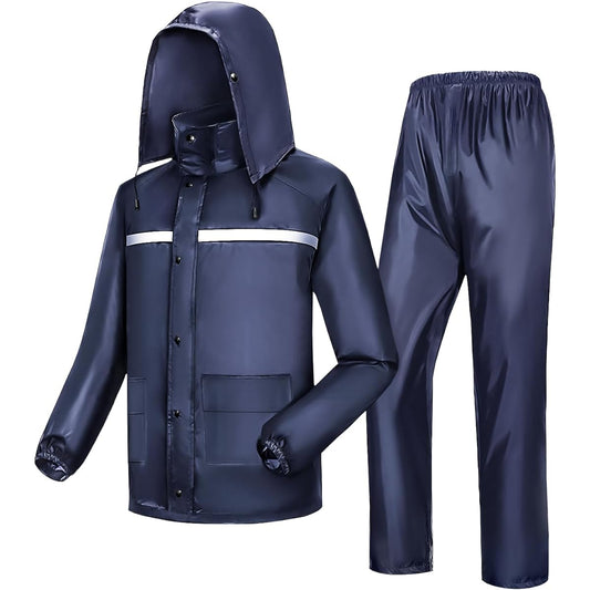 [AKANUA] Rainwear top and bottom set [Compatible with backpacks, with rain visor] Rain suit, top and bottom, men's raincoat, super water repellent, windproof, breathable, breathable mesh, reflective print, with pockets, for motorbikes, bicycles, commutin