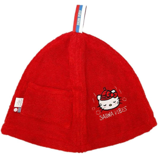 [SAUNA VIBES] Sauna Hat Sanrio Characters Collaboration Popular with Women Prevents Hot Flashes Prevents Hair Damage Includes Key Pocket Imabari Towel Certified Men's Women's