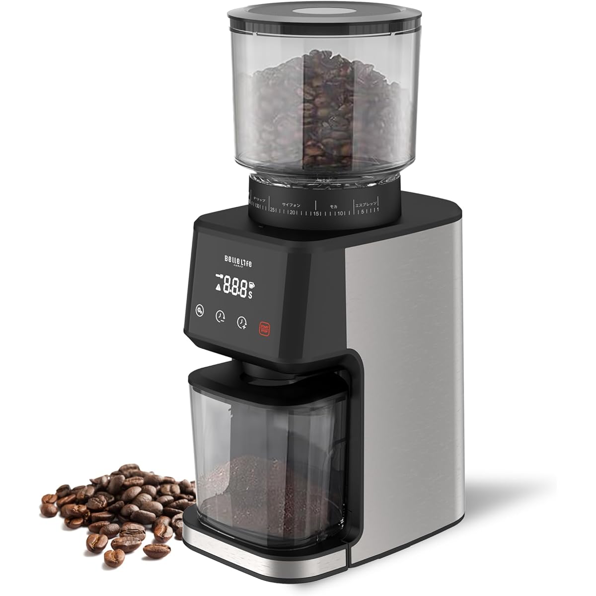BelleLife Electric Coffee Mill, Electric Coffee Grinder, Cone Type Coffee Grinder, Extra Fine to Coarse Grind, 51 Levels of Particle Size Settings, Coffee Grinder, Small Coffee Mill, Static Dispersion Prevention, Large Capacity, Bean Grind, Powder, Remov