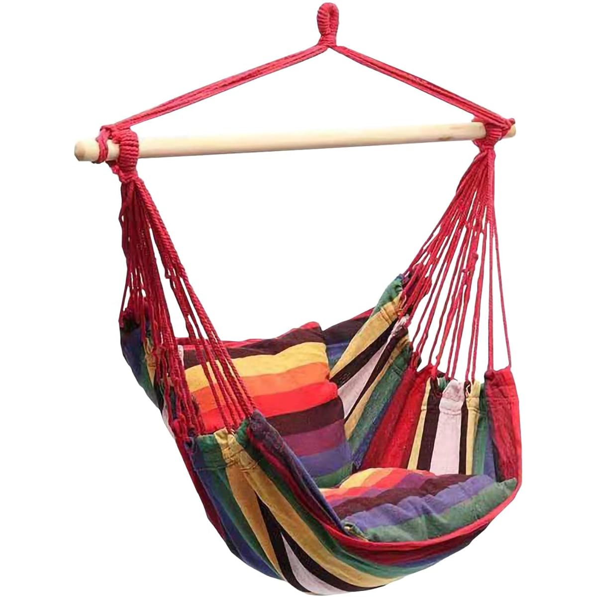 elfoLiz Hammock Chair [Load Capacity 120kg] Hanging Chair Outdoor (Rainbow_No Wooden Pole)
