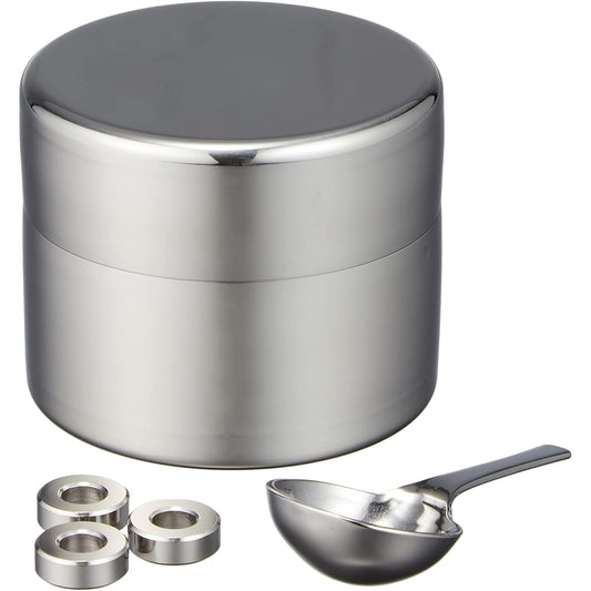 Kondou-san Series Tea Caddy Silver Size: Diameter 6.8 x Height 5.8cm Kondo's Tea Sifter Can Mini