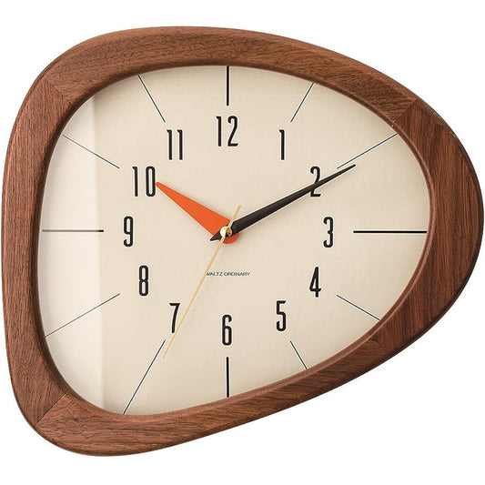 Interform Wall Clock Kino CL-3881BN Brown Wood Asymmetrical Sweep Movement