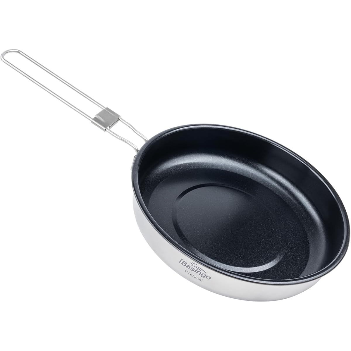 iBasingo Titanium Frying Pan Outdoor Non-Stick Foldable Ultra Light Cooker Open Fire with Lid Camping BBQ Cookware A-Ti2069C