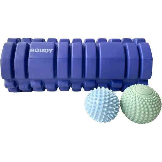 Roddy Foam Roller Massage Ball 3 Piece Set Fascia Roller Myofascial Release Foot Pressure Points Fascia Roller Release (Blue)