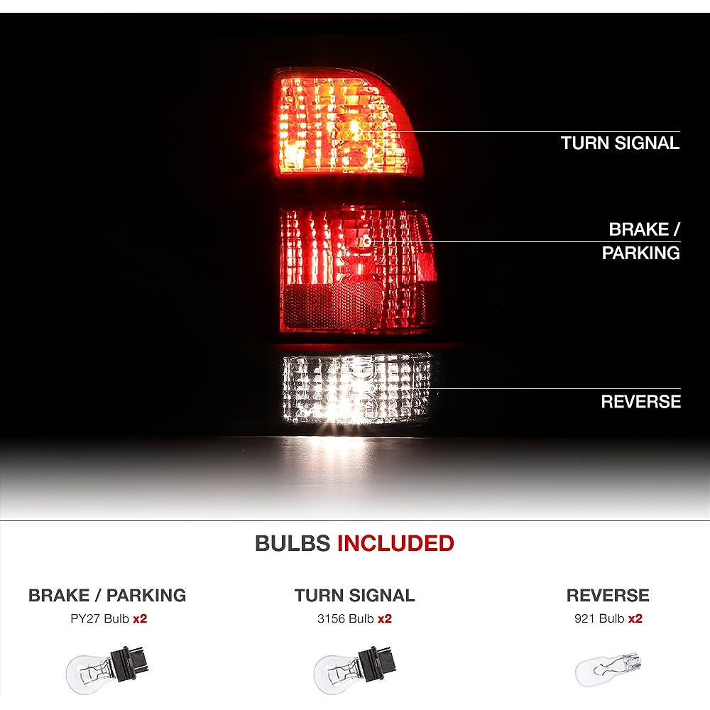 VIPMOTOZ OE Style Smoke Red Lens LED Tail Light Light Light Houjing Lamp Acembris replacement Pair 2000-2006 Toyota Tandra Regular & Access Cab Model Driver & Suplan