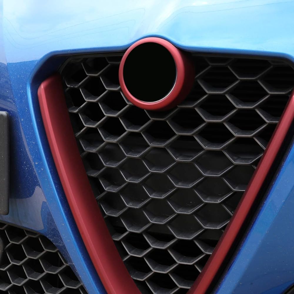 LLKUANG Sports Red Front Grilled Frame Cabartrim Alfa Romeo Juria 2017-2020 (not suitable for QUADRIFOGLIO).
