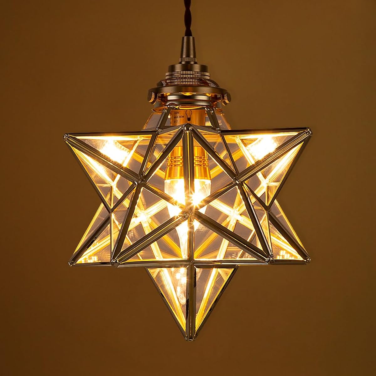 Cerdeco Fantastic Star Silhouette Pendant Light Ceiling Lighting Hanging Light Atmospheric Shadow 1 Light Brass & Glass Interior Lighting Indirect Lighting Easy Luxury Star Shape Hanging Ceiling (Clear Glass) PDT45