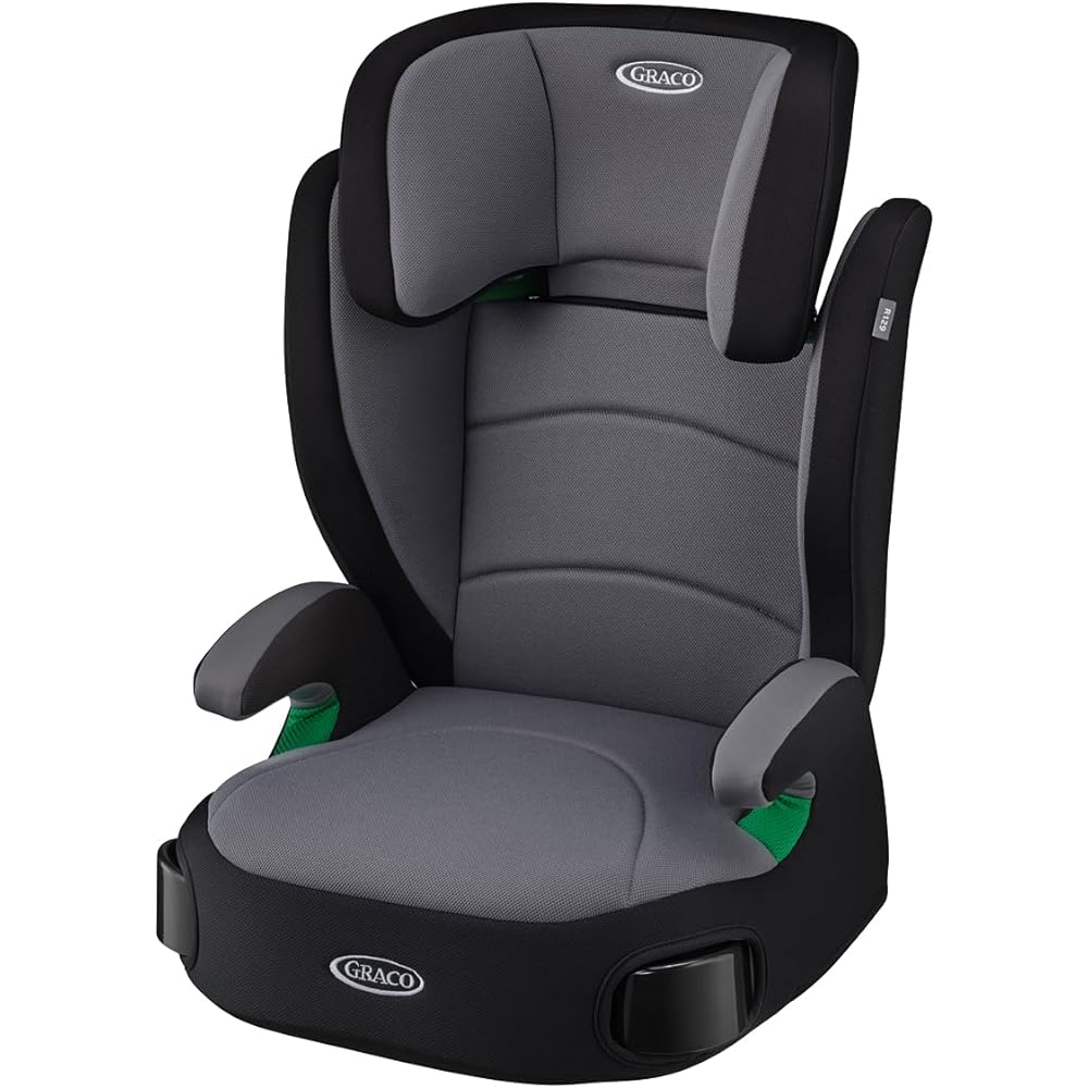 GRACO Junior Seat, Seat Belt Fixed, Junior Plus Next R129 Compatible, For ages 3 and a half to 12 years, Comes with cup holder, Removable backrest (mono gray) 2187306