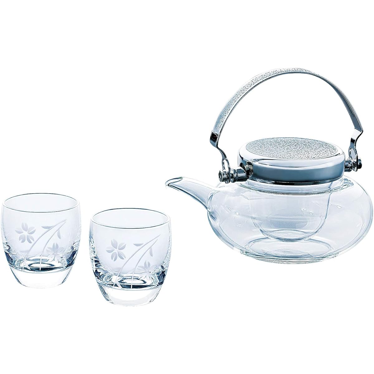 Toyo Sasaki Glass Cold Sake Container Jijiri Approximately 360ml, Cup 100ml Sake Glass Collection Made in Japan G604-M74 3 Pieces