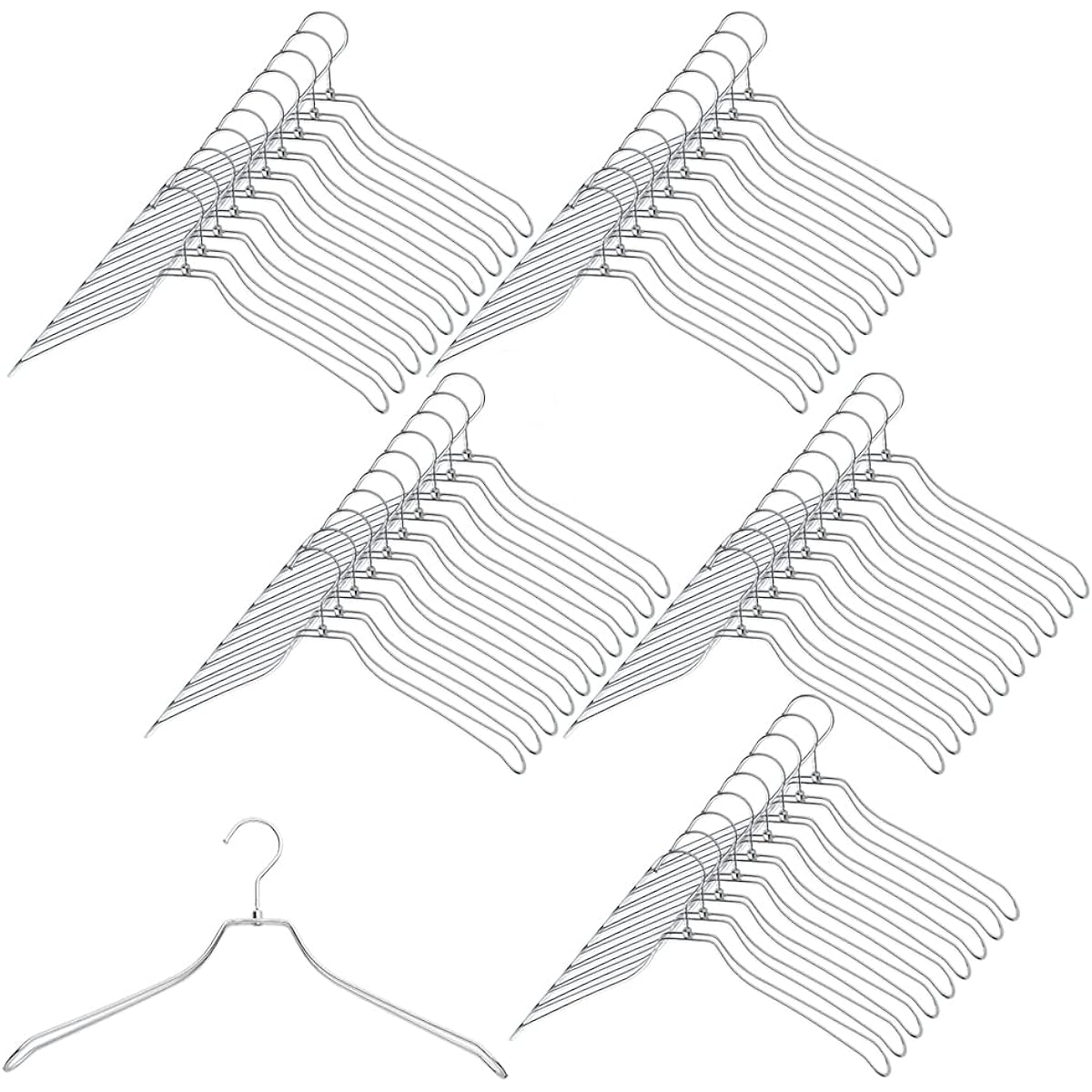 Tamatoshi Double Steel Hanger Width 42cm Set of 50 Chrome Plated