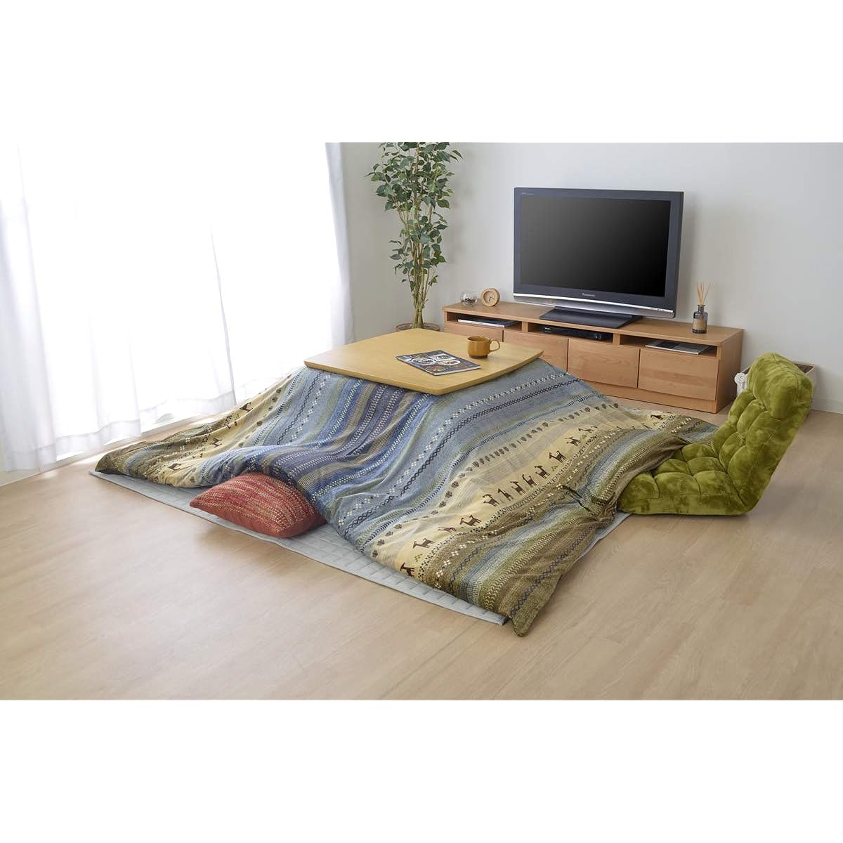Ikehiko Kotatsu Futon Cover Large Rectangular Ladi Approx. 215 x 295cm Green Washable #5190859