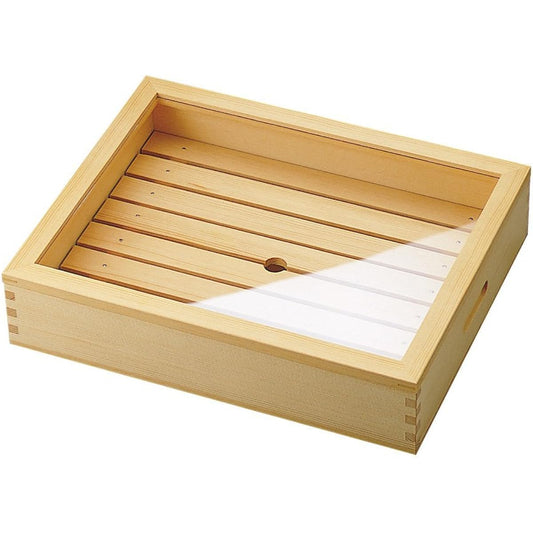 Yamaco 35583 Wooden Topping Box with Perforated Plate and Acrylic Lid, Small, Plain Wood, 34.5 x 27.5 x 7.9 cm